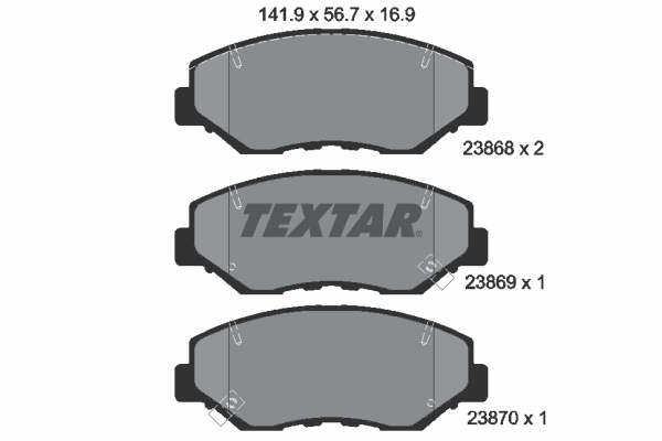 Комплект гальмівних накладок, дискове гальмо   2386801   TEXTAR