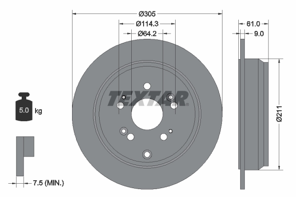 Гальмівний диск   92162503   TEXTAR