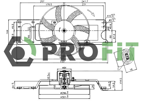 Вентилятор, система охолодження двигуна   1850-0015   PROFIT