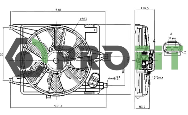 Вентилятор, система охолодження двигуна   1850-0023   PROFIT