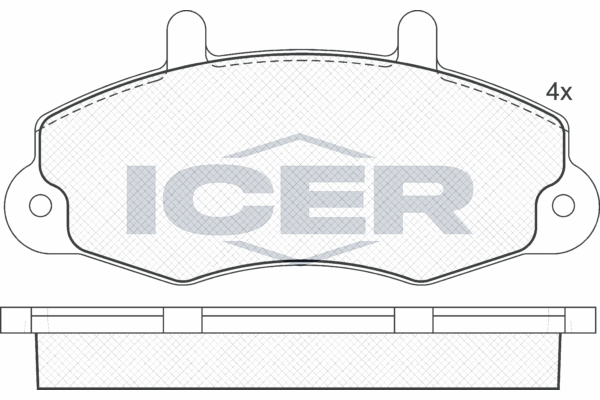 Комплект гальмівних накладок, дискове гальмо   140896   ICER