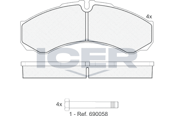 Комплект гальмівних накладок, дискове гальмо   141208   ICER