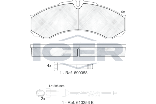 Комплект гальмівних накладок, дискове гальмо   141208-117   ICER