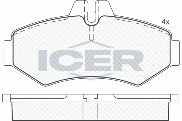 Комплект гальмівних накладок, дискове гальмо   141289   ICER