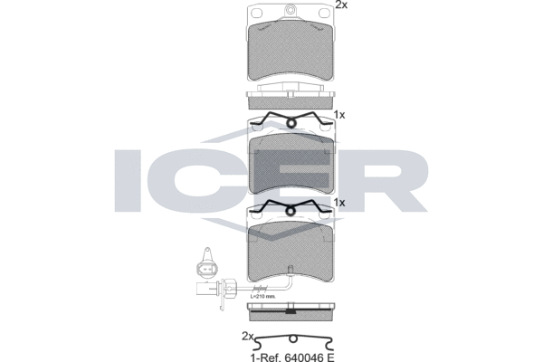 Комплект тормозных колодок, дисковый тормоз   141321   ICER
