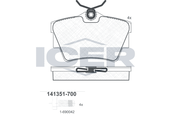 Комплект тормозных колодок, дисковый тормоз   141351-700   ICER