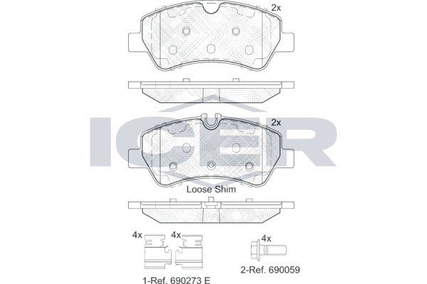 Комплект тормозных колодок, дисковый тормоз   142116   ICER