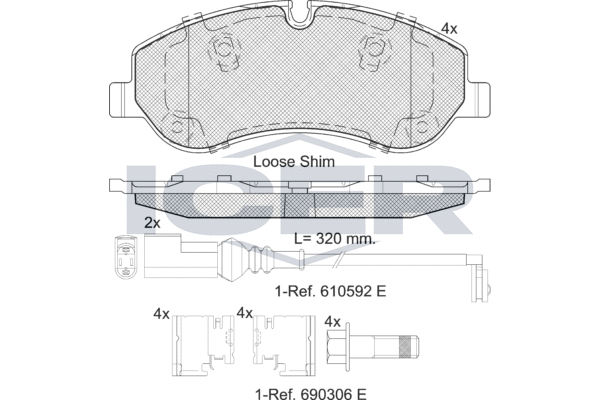 Комплект тормозных колодок, дисковый тормоз   142119   ICER