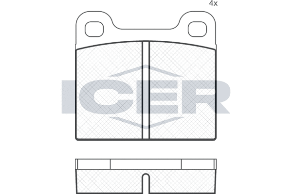 Комплект гальмівних накладок, дискове гальмо   180162   ICER