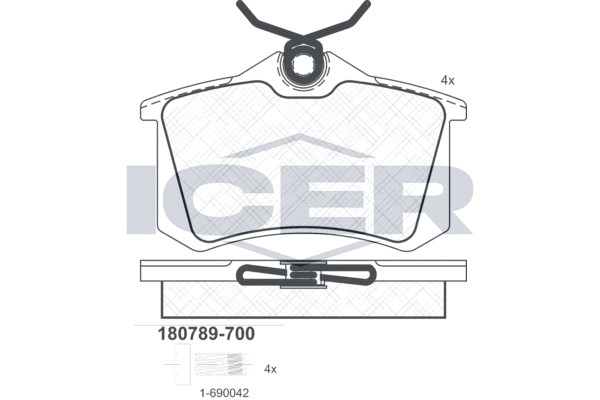 Комплект тормозных колодок, дисковый тормоз   180789-700   ICER
