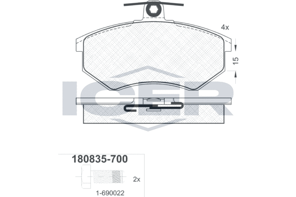 Комплект тормозных колодок, дисковый тормоз   180835-700   ICER