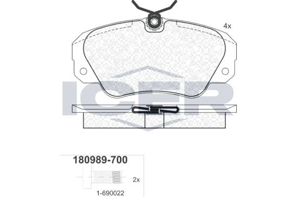 Комплект тормозных колодок, дисковый тормоз   180989-700   ICER