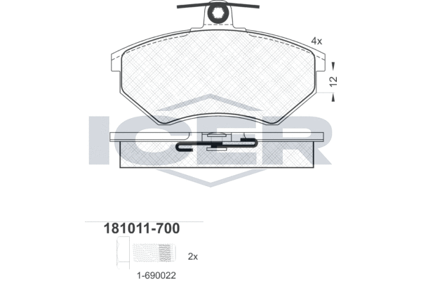 Комплект тормозных колодок, дисковый тормоз   181011-700   ICER