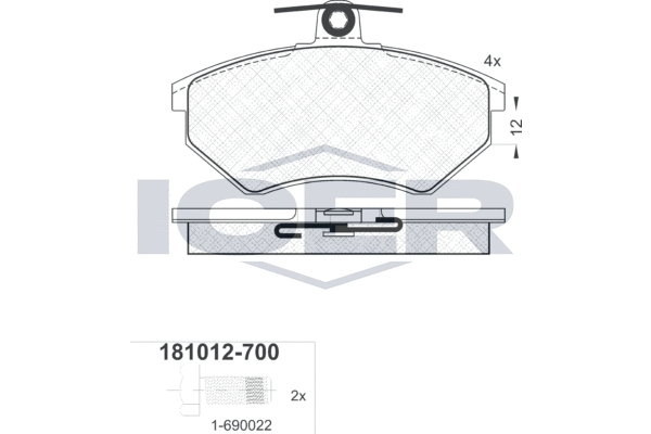 Комплект тормозных колодок, дисковый тормоз   181012-700   ICER