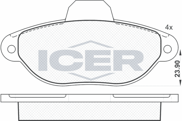 Комплект гальмівних накладок, дискове гальмо   181018   ICER