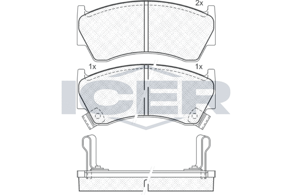 Комплект гальмівних накладок, дискове гальмо   181094   ICER