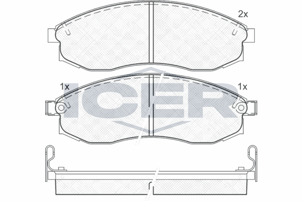 Комплект гальмівних накладок, дискове гальмо   181179   ICER