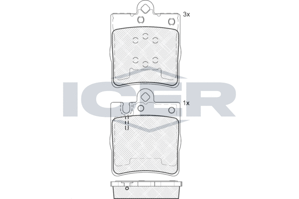 Комплект тормозных колодок, дисковый тормоз   181312   ICER