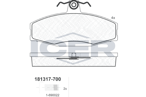 Комплект тормозных колодок, дисковый тормоз   181317-700   ICER