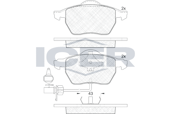 Комплект тормозных колодок, дисковый тормоз   181331-203   ICER