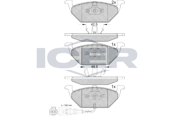 Комплект тормозных колодок, дисковый тормоз   181349-396   ICER