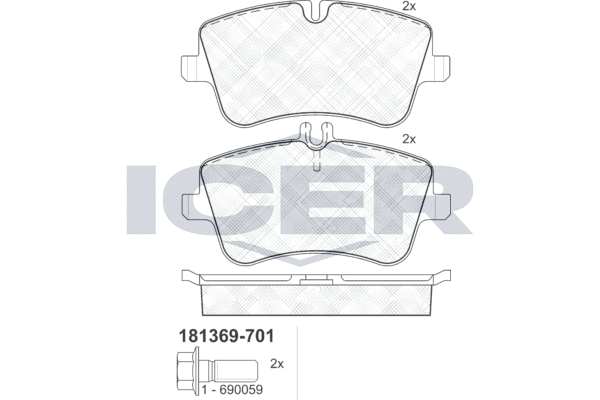 Комплект тормозных колодок, дисковый тормоз   181369-701   ICER