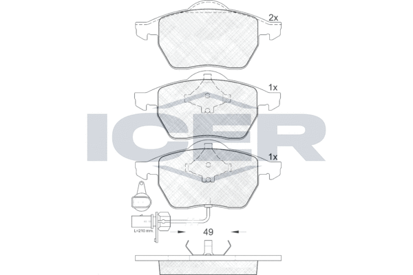 Комплект тормозных колодок, дисковый тормоз   181384   ICER
