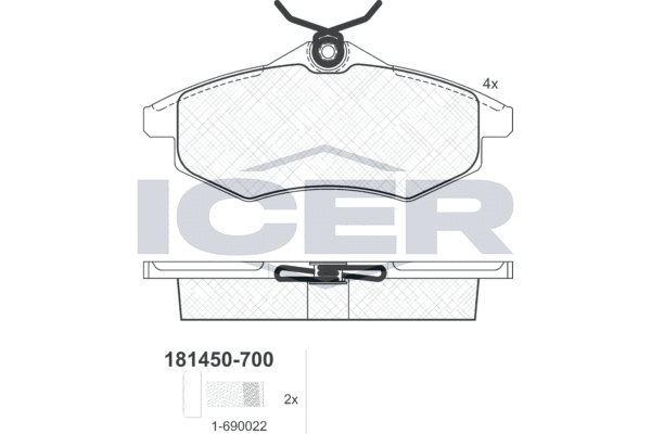 Комплект гальмівних накладок, дискове гальмо   181450-700   ICER