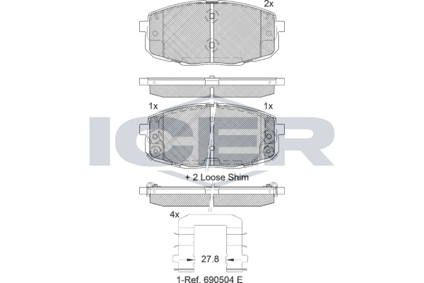 Комплект тормозных колодок, дисковый тормоз   181540-208   ICER