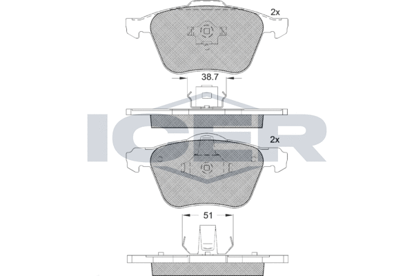 Комплект тормозных колодок, дисковый тормоз   181551   ICER