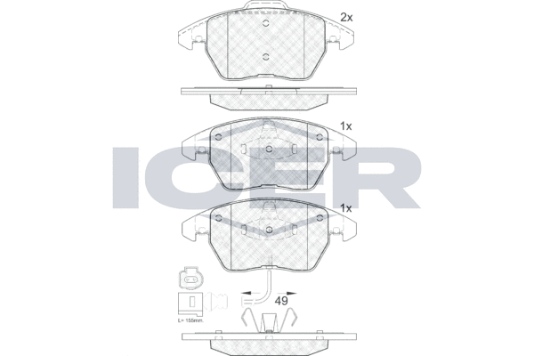 Комплект тормозных колодок, дисковый тормоз   181567   ICER