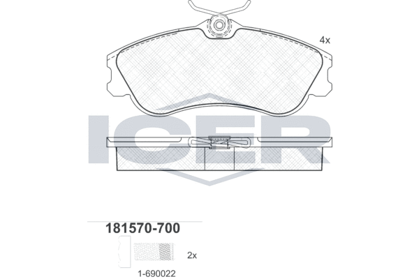 Комплект тормозных колодок, дисковый тормоз   181570-700   ICER