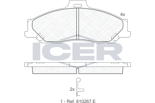 Комплект гальмівних накладок, дискове гальмо   181580   ICER