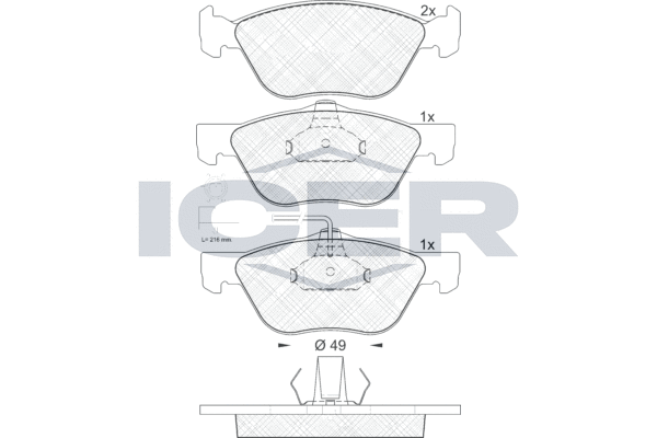 Комплект тормозных колодок, дисковый тормоз   181601   ICER