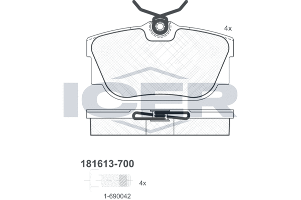 Комплект тормозных колодок, дисковый тормоз   181613-700   ICER