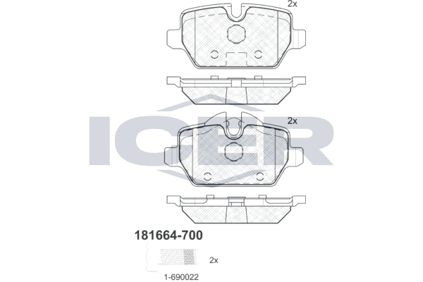 Комплект тормозных колодок, дисковый тормоз   181664-700   ICER