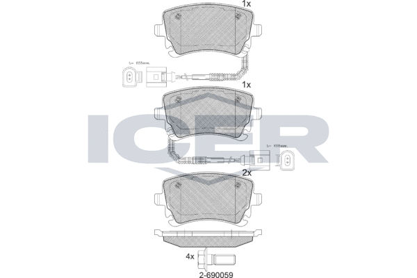 Комплект тормозных колодок, дисковый тормоз   181674   ICER