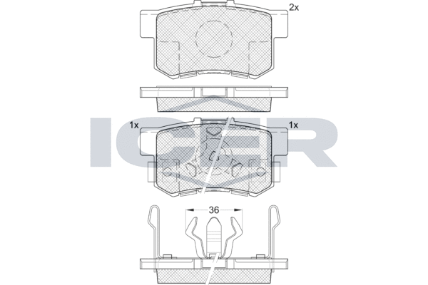 Комплект тормозных колодок, дисковый тормоз   181718   ICER
