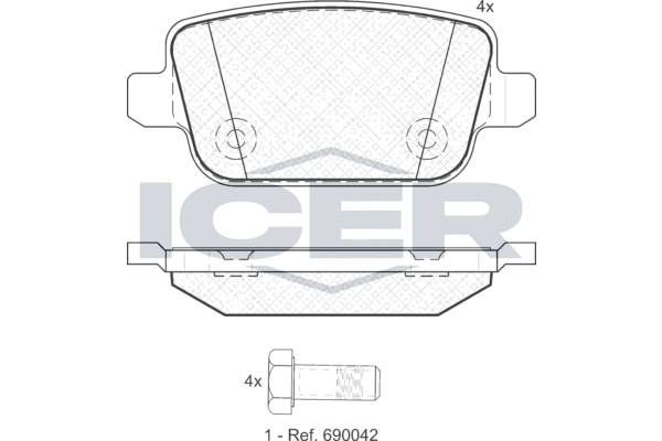 Комплект тормозных колодок, дисковый тормоз   181801   ICER