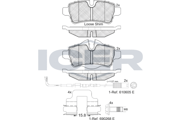 Комплект тормозных колодок, дисковый тормоз   181812-067   ICER
