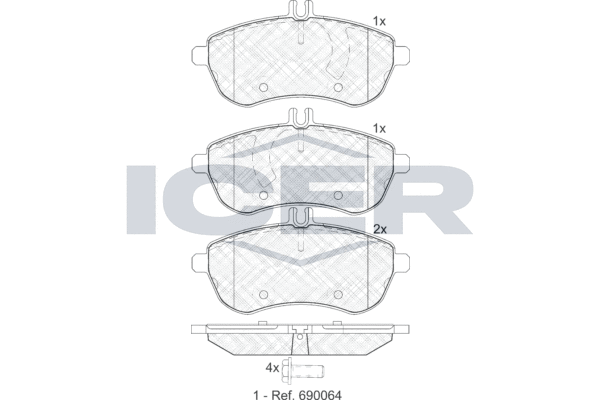 Комплект гальмівних накладок, дискове гальмо   181821   ICER