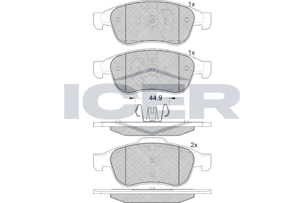 Комплект тормозных колодок, дисковый тормоз   181915   ICER