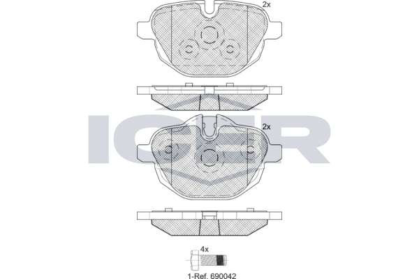 Комплект тормозных колодок, дисковый тормоз   182004   ICER