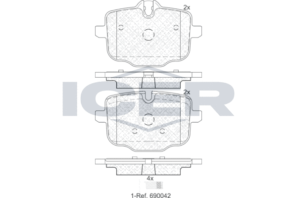 Комплект гальмівних накладок, дискове гальмо   182005   ICER