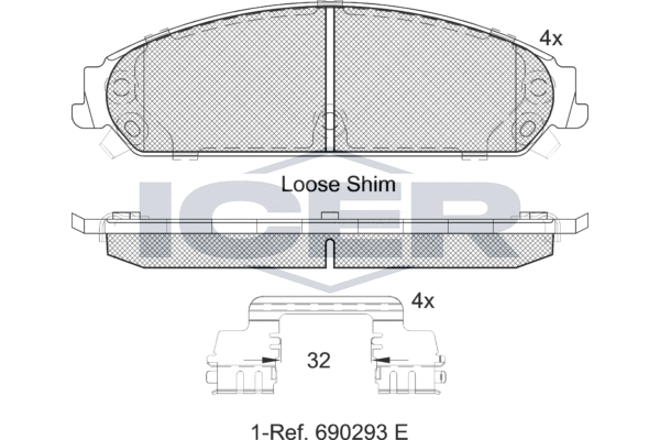 Комплект тормозных колодок, дисковый тормоз   182068   ICER