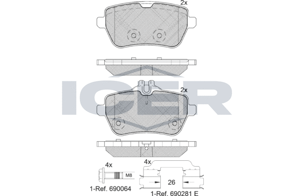Комплект тормозных колодок, дисковый тормоз   182076-400   ICER