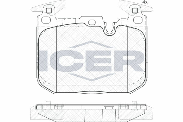 Комплект гальмівних накладок, дискове гальмо   182093-203   ICER