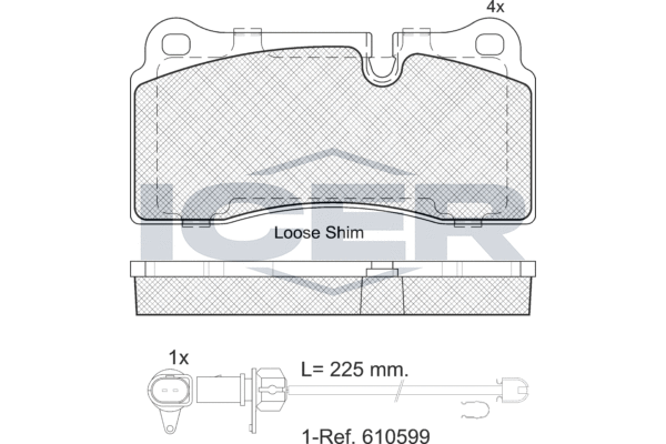 Комплект тормозных колодок, дисковый тормоз   182121-203   ICER
