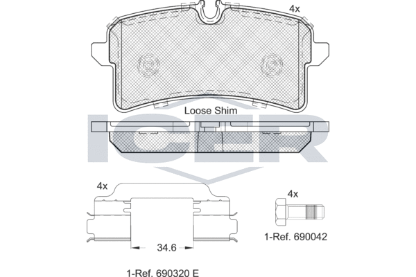 Комплект тормозных колодок, дисковый тормоз   182159-204   ICER