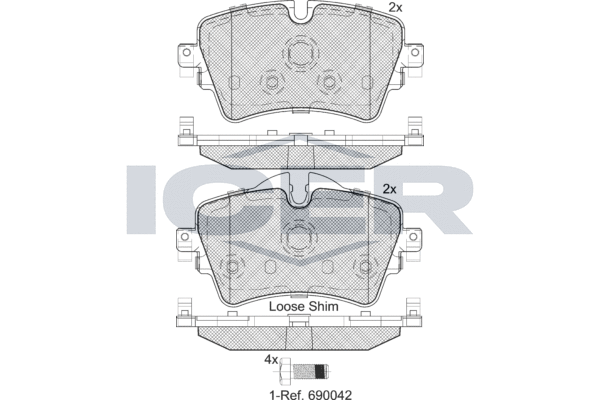 Комплект тормозных колодок, дисковый тормоз   182211   ICER